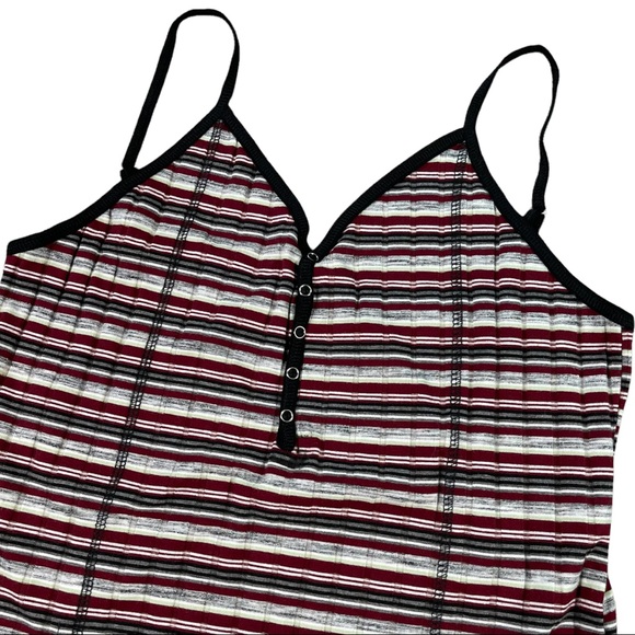 POL size large black, grey, red, cream, & white striped bodysuit, snap bottom - Picture 3 of 16